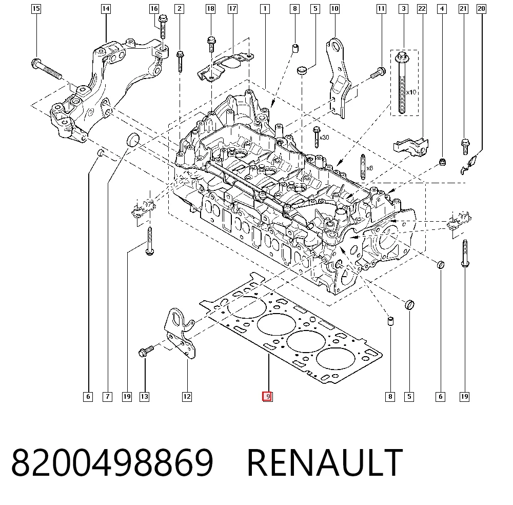  Vedante de cabeça de motor (CBC) Nissan X-Trail SUV (T31) (2007 - 2014) 