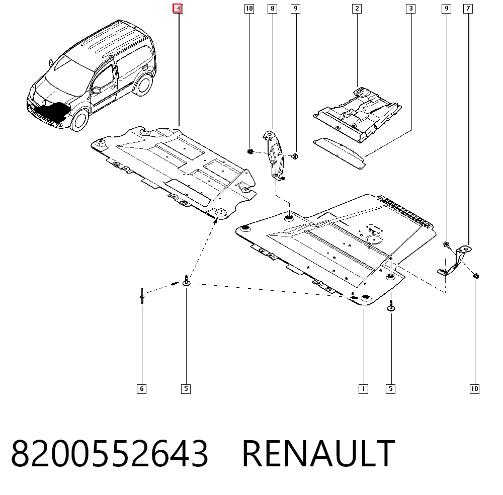 Isolamento de ruído da capota para Renault Kangoo FW0