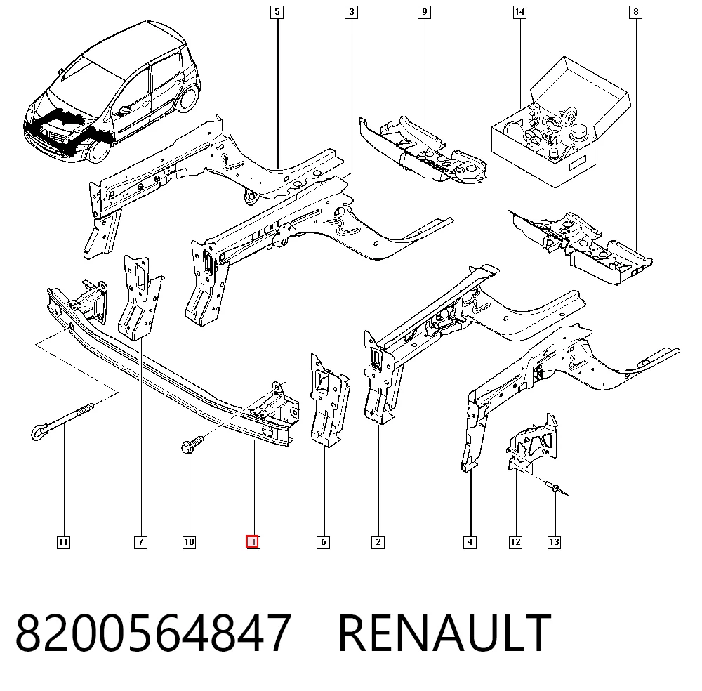 Reforçador do pára-choque dianteiro Renault Clio III BR01, CR01