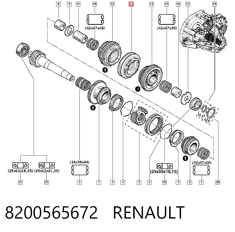 Sincronizador de 1ª/2ª velocidade Nissan/Infiniti 8200021569 preço, a partir de 284,62 USD