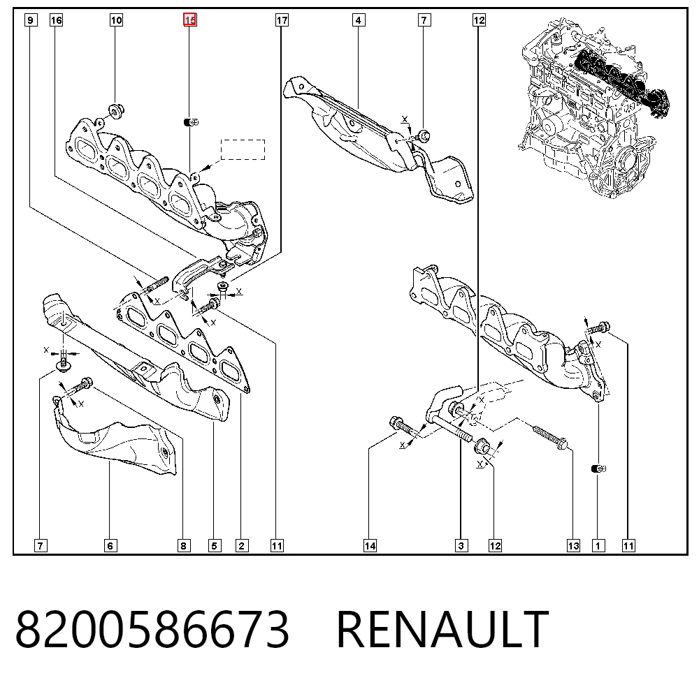 Tubo coletor de escape para Renault Fluence  B3