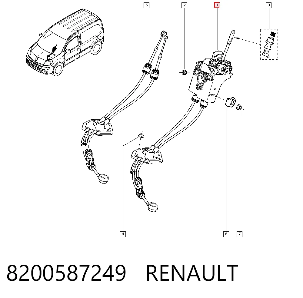  Mecanismo de mudança (ligação) Renault Kangoo II сaixa (FW0) (2008 - 2021) II