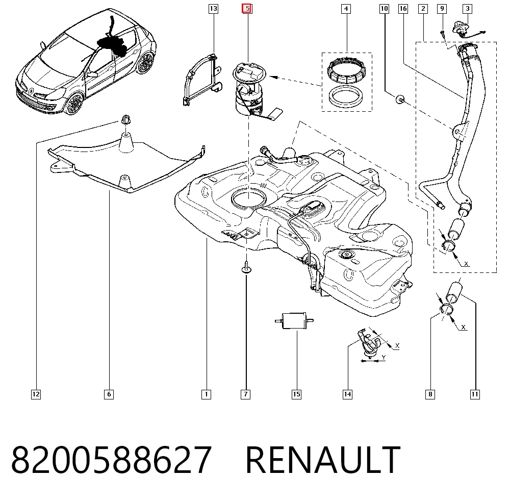  Sensor do nível de combustível no tanque Renault Clio III hatchback (BR01, CR01) (2005 - 2014) III