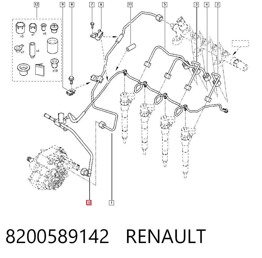 8200589142 Renault (RVI) Tubo de combustível, inverso desde os injetores
