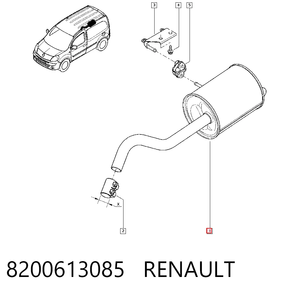 Silenciador, parte traseira Renault Kangoo II FW0