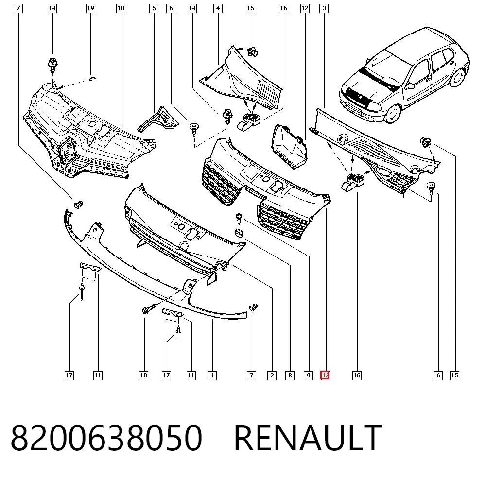 Grelha do radiador Renault Clio III BR01, CR01 ao melhor preço