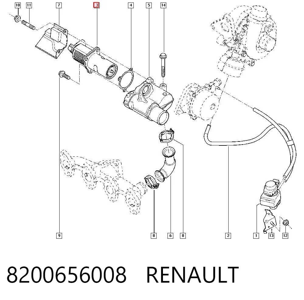 8200656008 Renault (RVI) Válvula EGR de recirculação dos gases