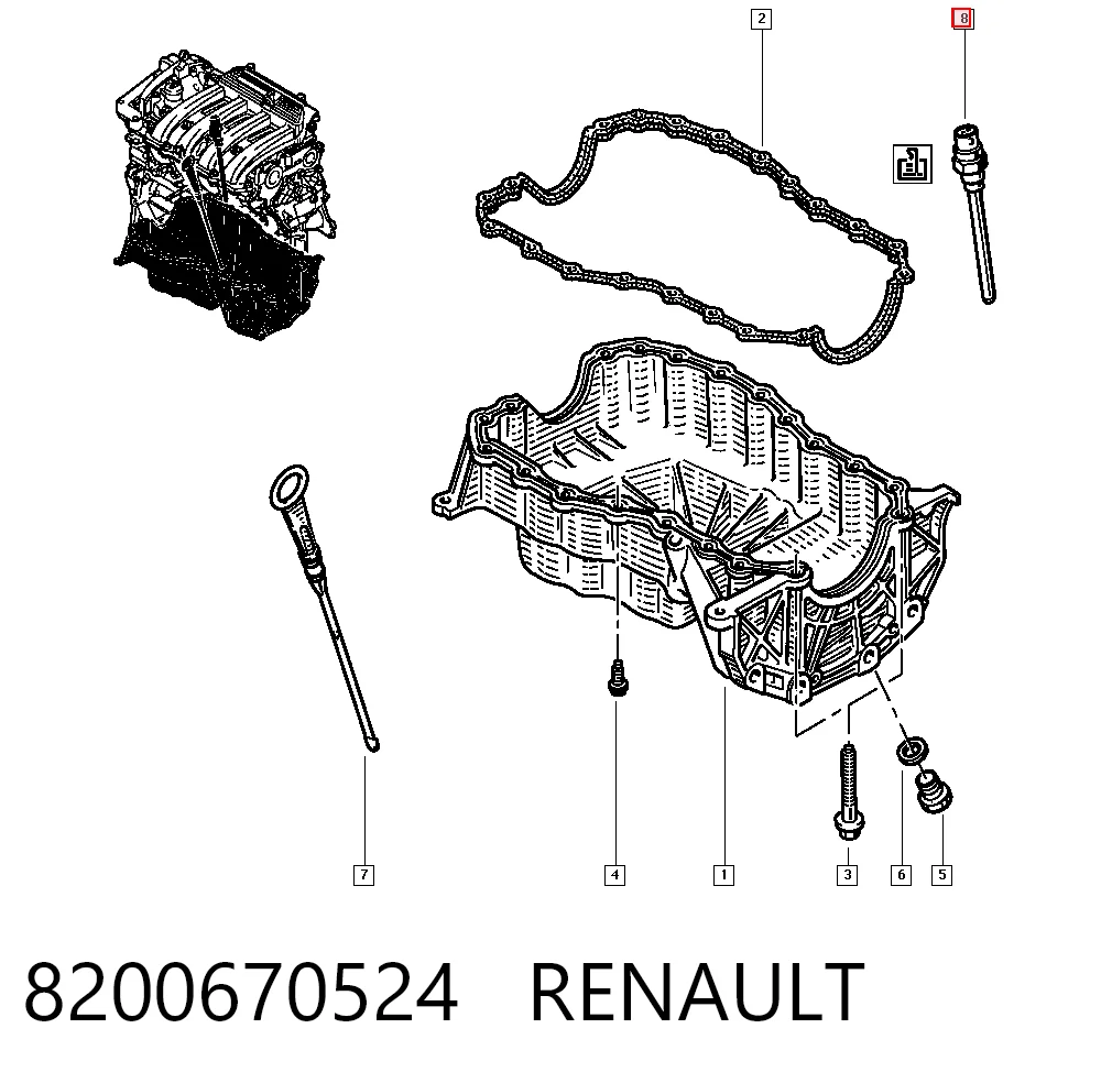 8200670524 Nissan/Infiniti Sensor do nível de óleo de motor