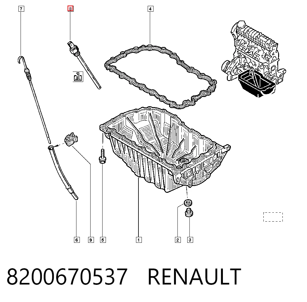 Sensor do nível de óleo de motor para Renault Clio II SB0