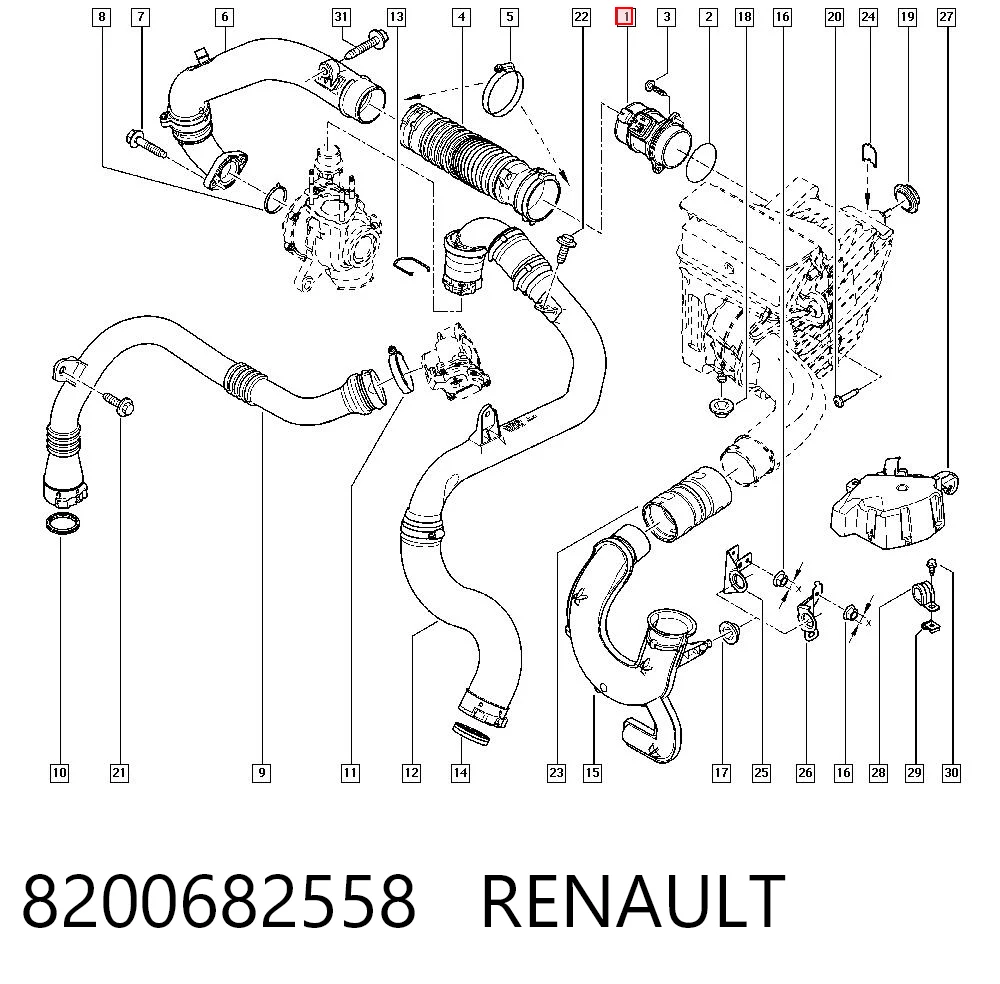 8200682558 Renault (RVI) Sensor de fluxo (consumo) de ar, medidor de consumo M.A.F. - (Mass Airflow)