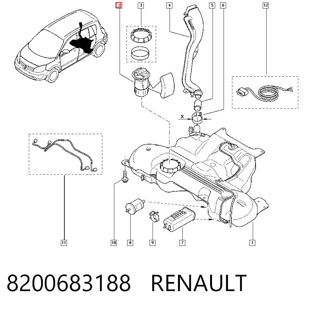 8200683188 Renault (RVI) Módulo de bomba de combustível com sensor do nível de combustível