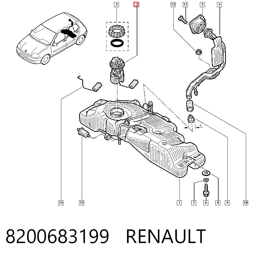 8200683199 Renault (RVI) Módulo de bomba de combustível com sensor do nível de combustível