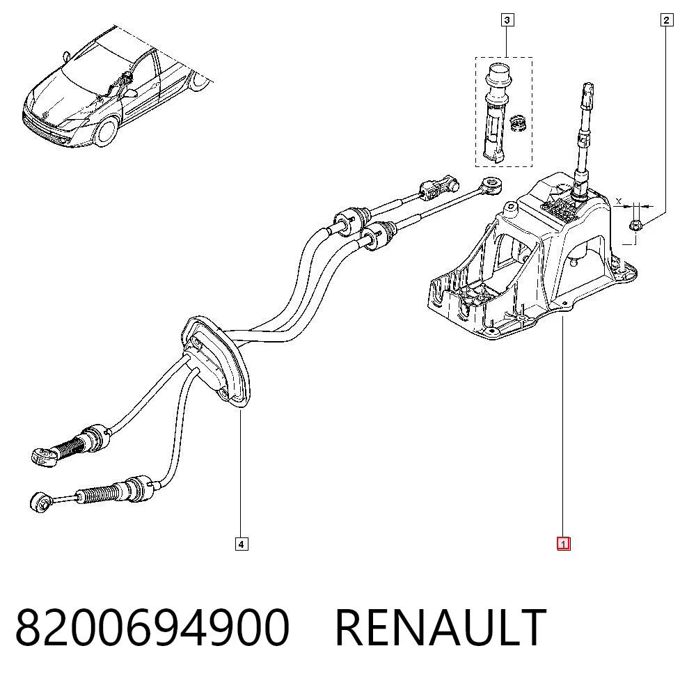 Cabo de mudança duplo Renault Laguna III BT0, BT1