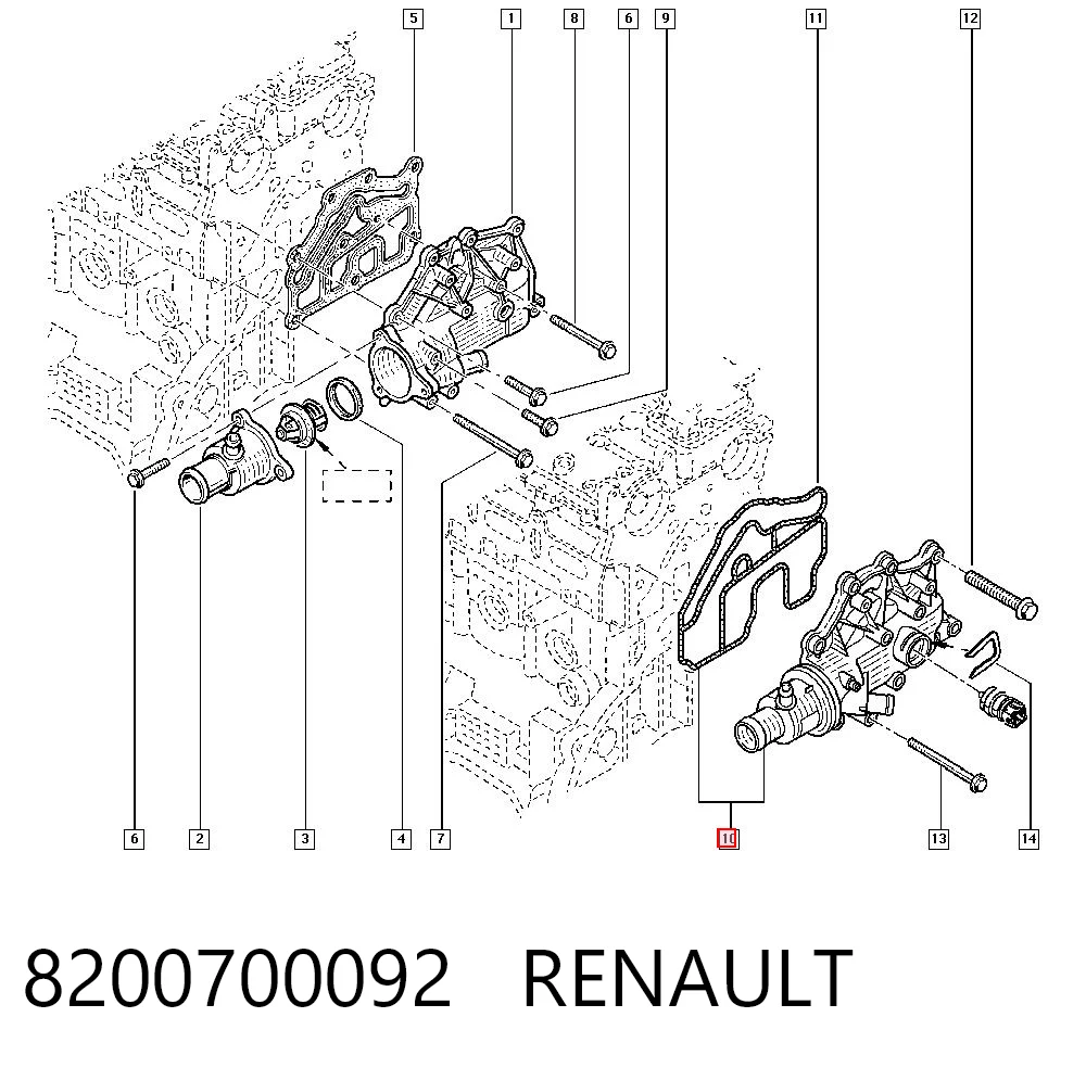8200700092 Renault (RVI) Caixa do termostato