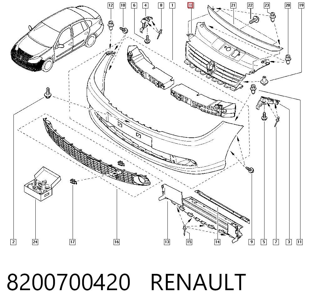 Grelha do radiador para Renault Clio SYMBOL LU