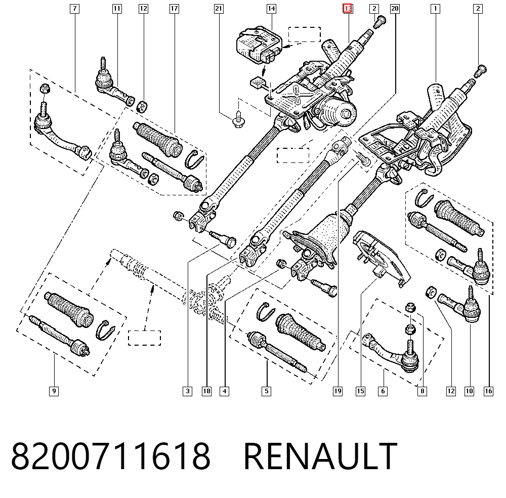  Coluna da direção Renault Clio II сaixa (SB0) (1998 - 2005) II