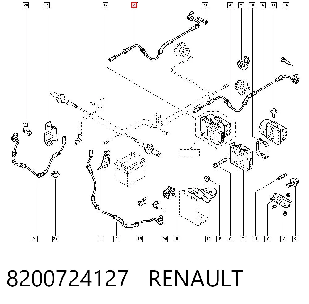 8200724127 Renault (RVI) Sensor ABS traseiro