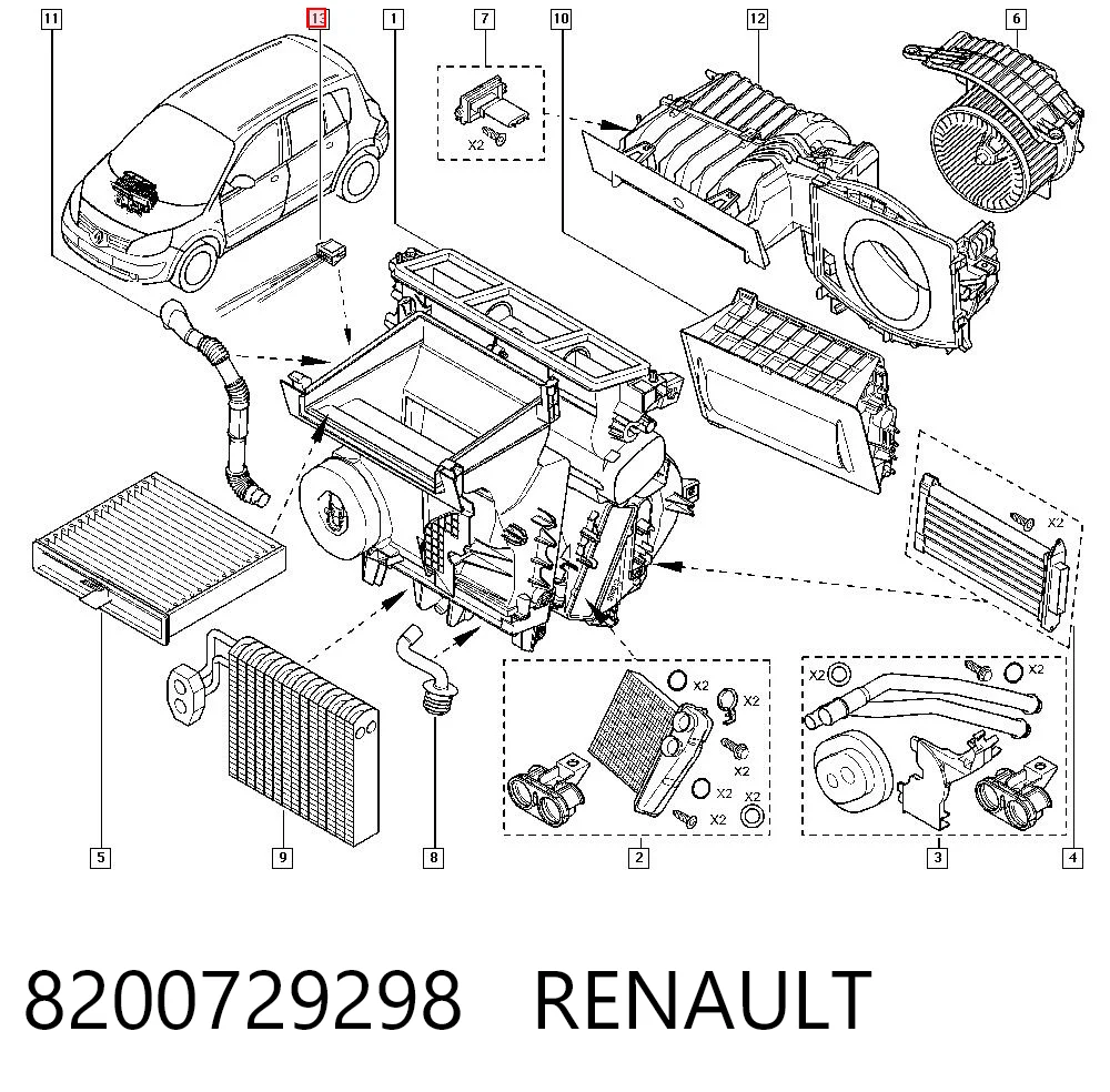 8200729298 Renault (RVI) Desengate (ficha) de resistor de motorzinho de forno