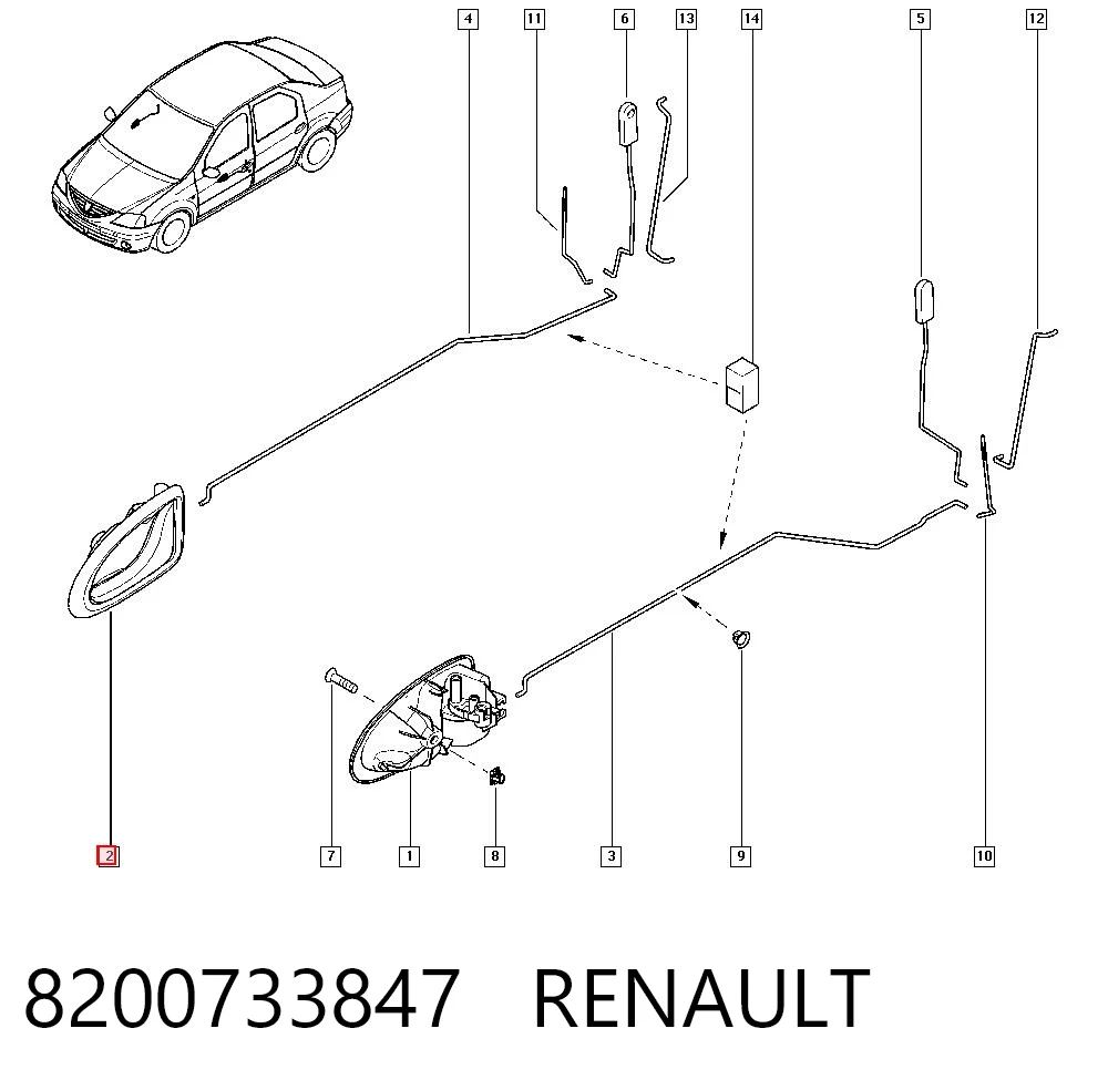 8200733847 Renault (RVI) Maçaneta interna dianteira/traseira da porta direita