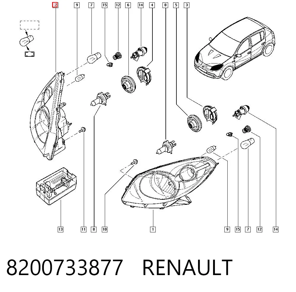 Luz direita Dacia Sandero I BS0, 1