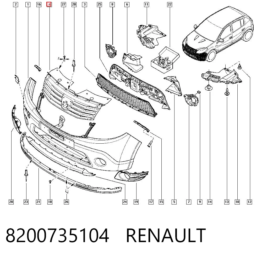 Grelha do radiador Dacia Sandero preço, a partir de 45,18 USD