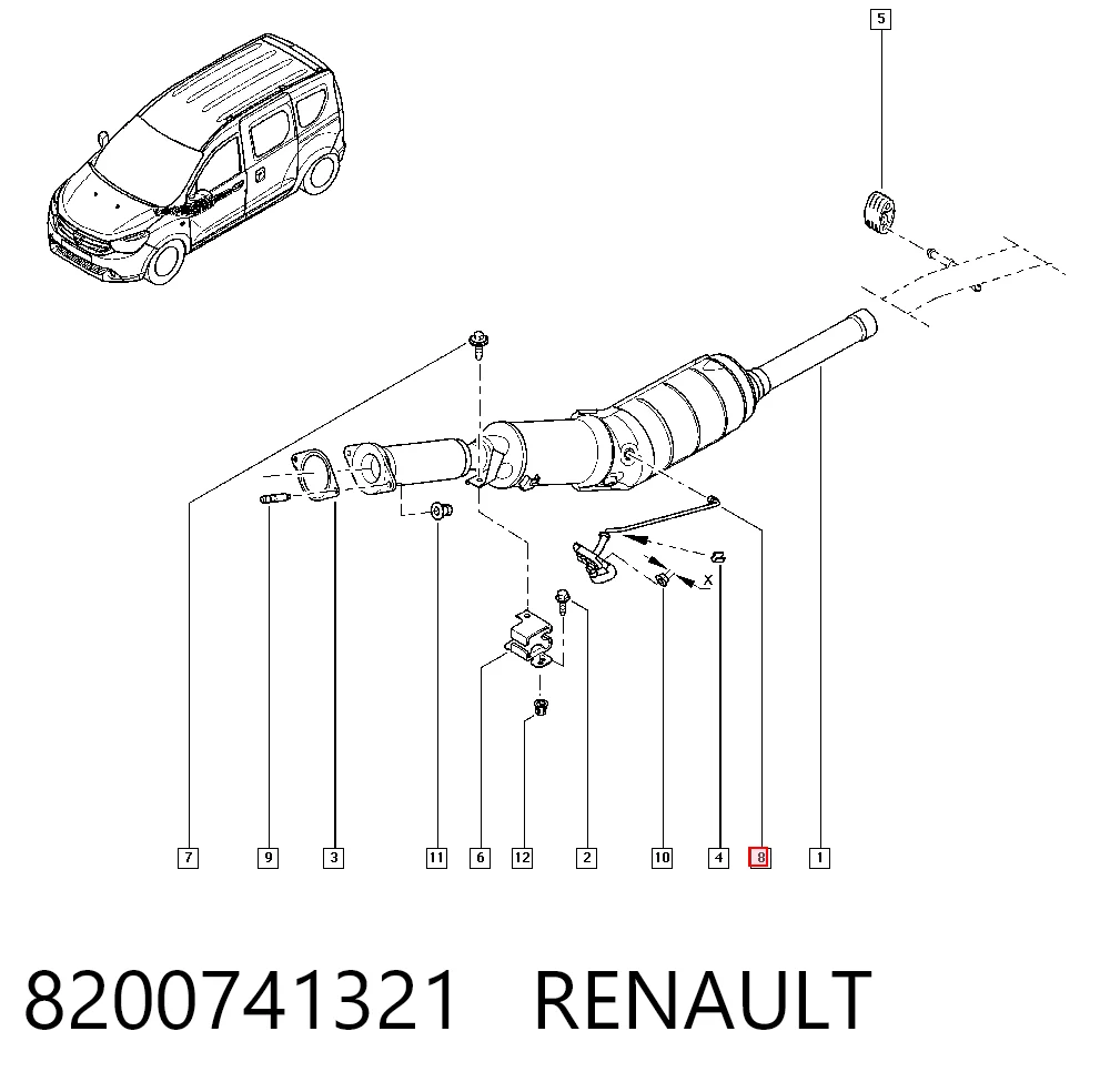 8200741321 Renault (RVI) Sensor de pressão dos gases de escape