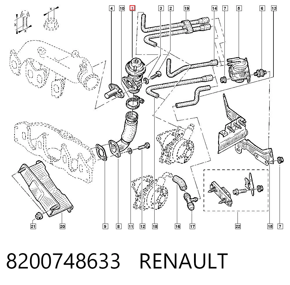 Válvula EGR de recirculação dos gases Renault Trafic I TXW