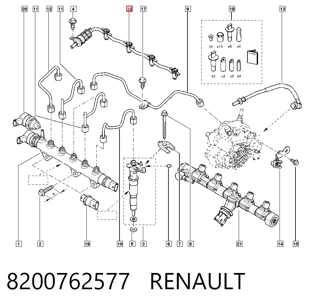 8200762577 Renault (RVI) Tubo de combustível, inverso desde os injetores