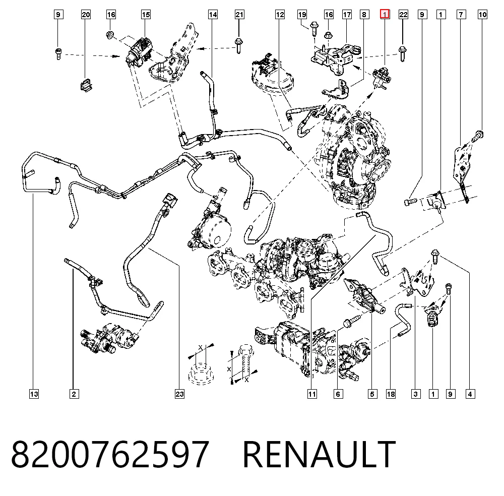 8200762597 Renault (RVI) Válvula solenoide de regulação de comporta EGR