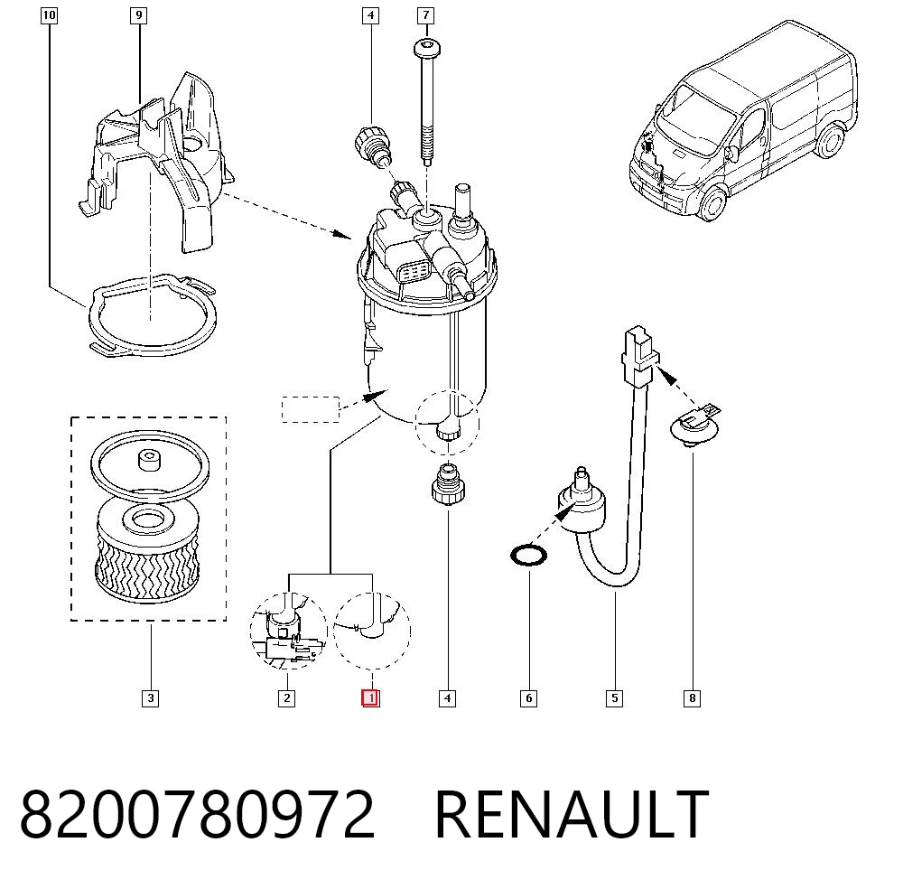 Caixa de filtro de combustível Renault Trafic II FL ao melhor preço