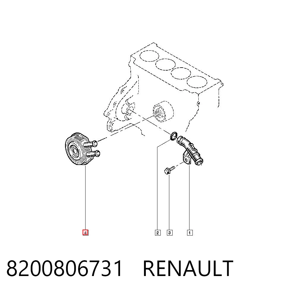 8200806731 Renault (RVI) Radiador de óleo (frigorífico), debaixo de filtro