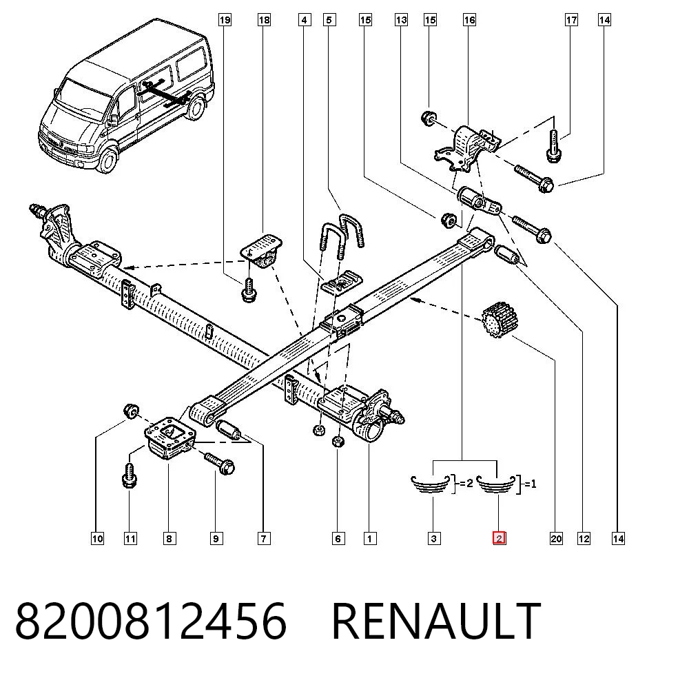Suspensão de lâminas traseiro Nissan/Infiniti 7700314662