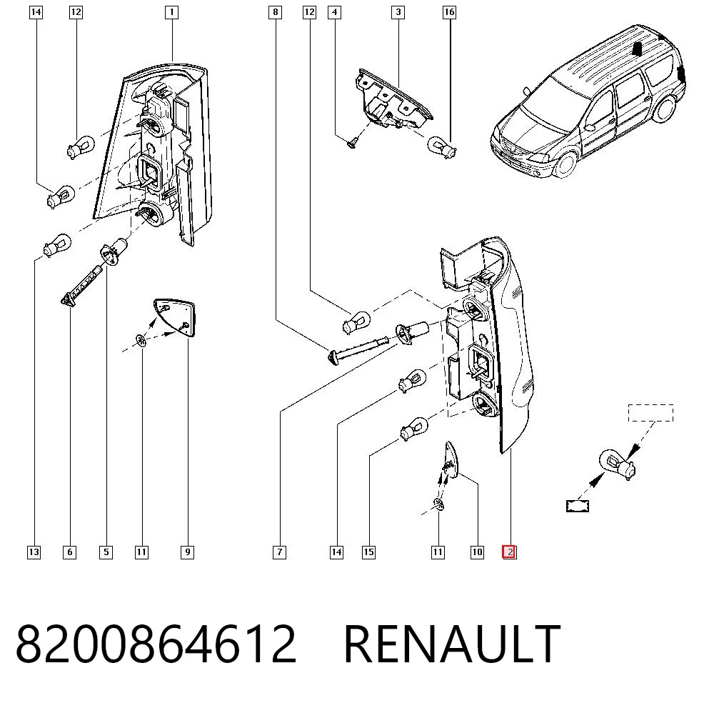 Compre 8200864612 VAG Lanterna traseira esquerda