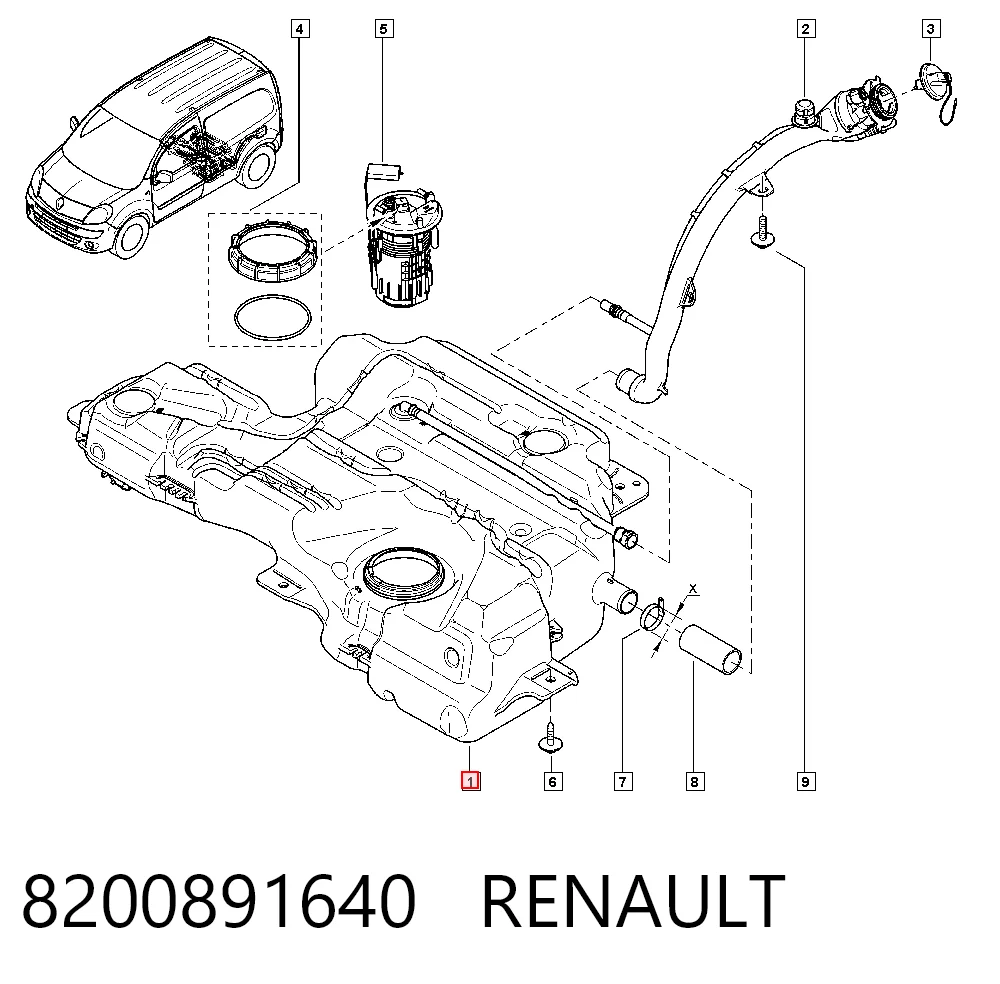 Tanque de combustível para Renault Kangoo II FW0