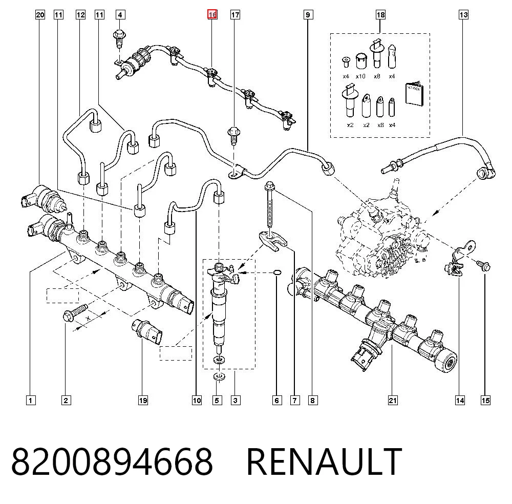 8200894668 Renault (RVI) Tubo de combustível, inverso desde os injetores