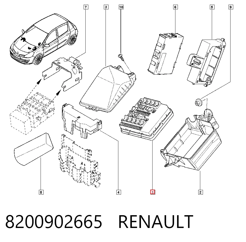  Unidade de dispositivos de segurança Renault Clio III hatchback (BR01, CR01) (2005 - 2014) III