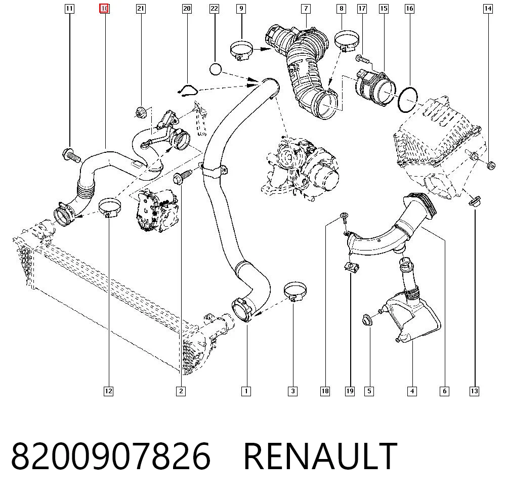 8200907826 Renault (RVI) Mangueira (cano derivado) de intercooler