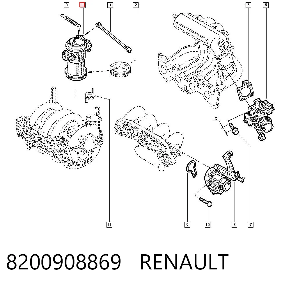 8200908869 Renault (RVI) Válvula de borboleta montada