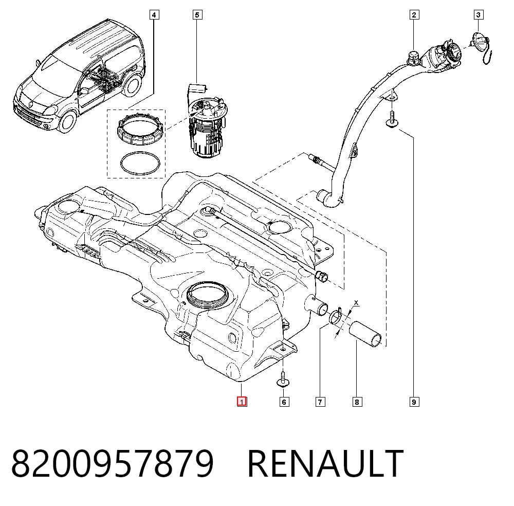  Tanque de combustível Renault Kangoo II сaixa (FW0) (2008 - 2021) II