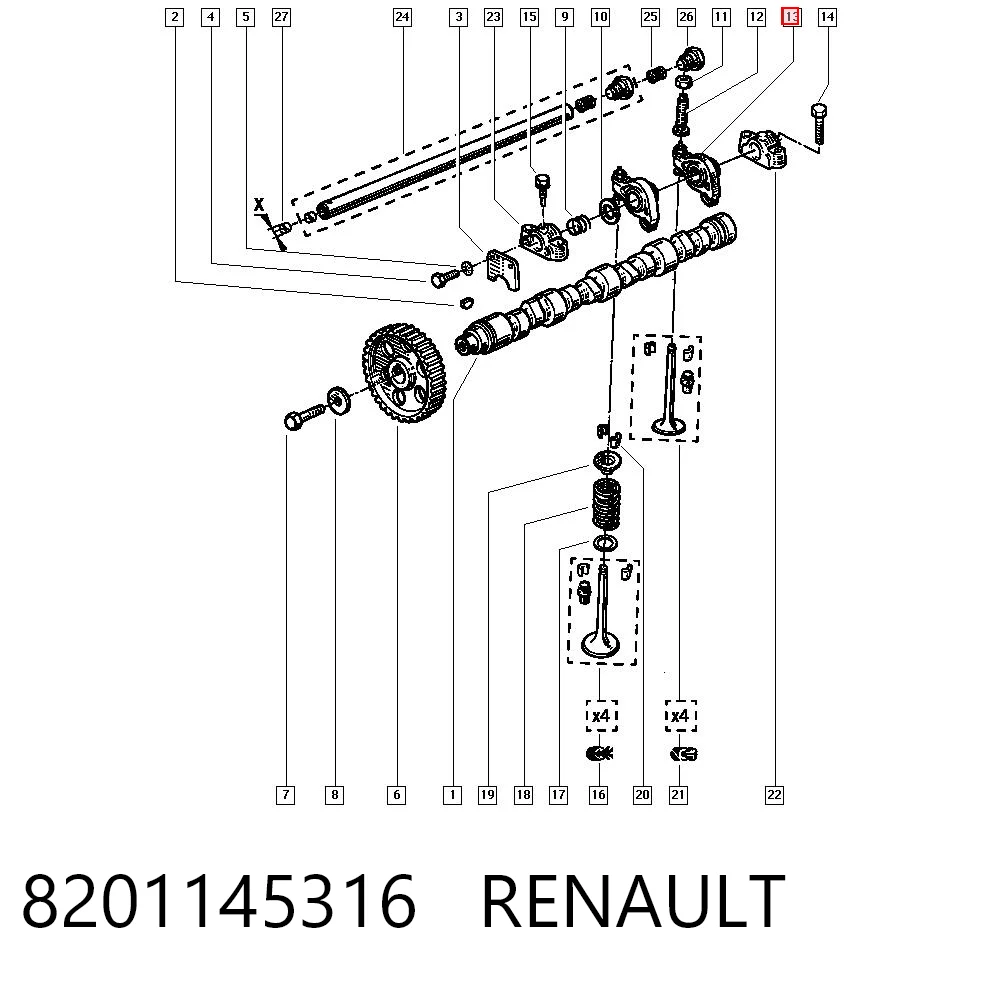 Balanceiro de válvula (balanceiro de válvulas) Renault 21  L48