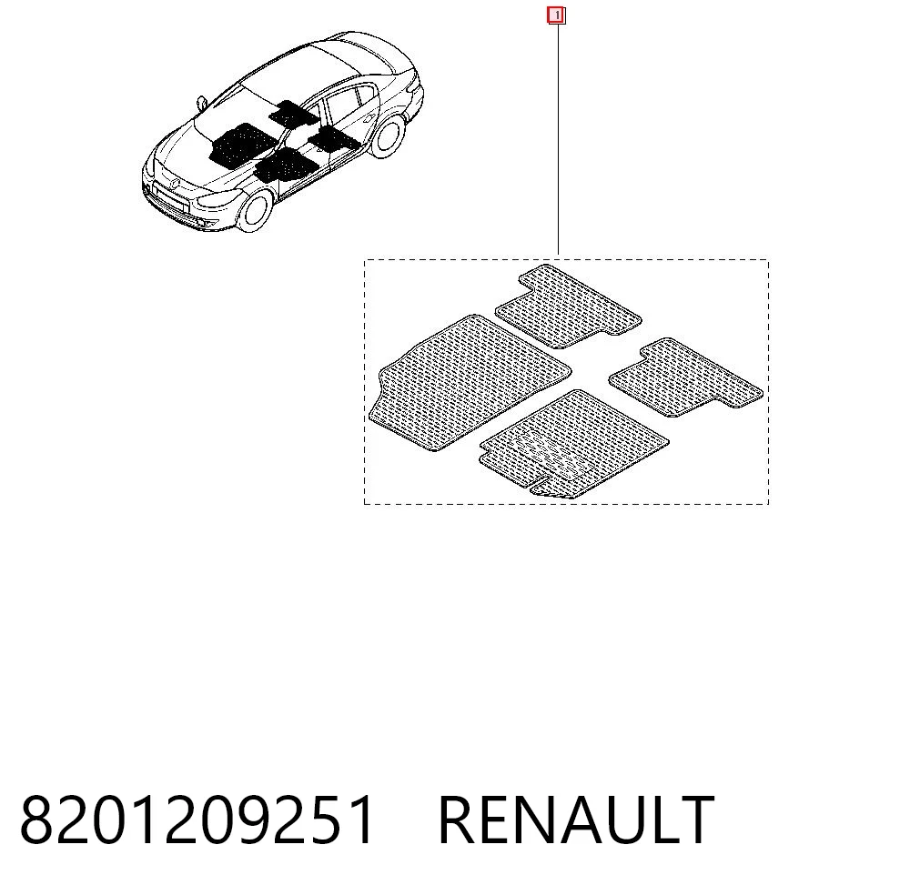 Tapetes dianteiros + traseiros, kit para Renault Fluence  L3
