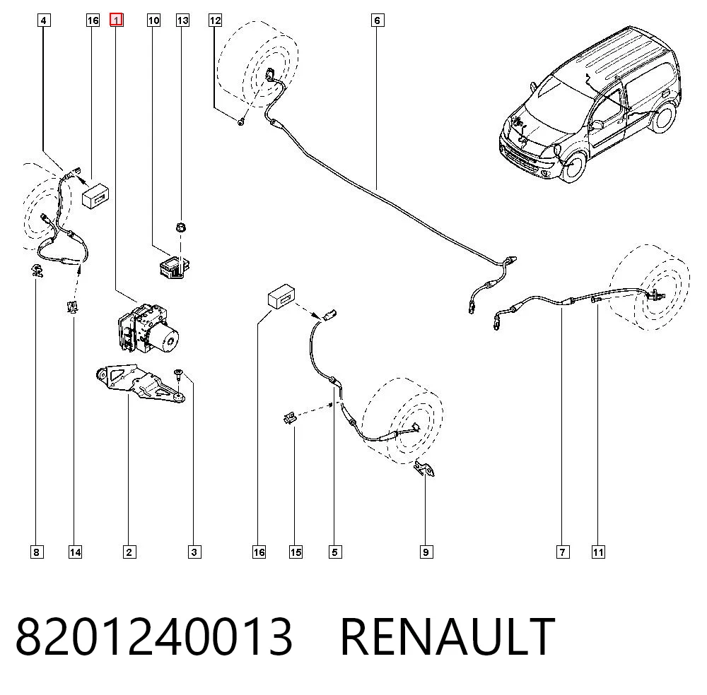 Unidade hidráulico de controlo ABS Renault Kangoo II KW0, KW1