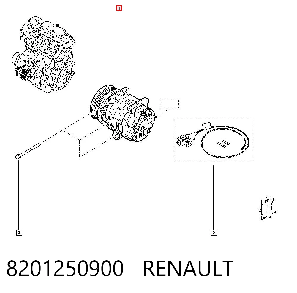 8201250900 Renault (RVI) Compressor de aparelho de ar condicionado