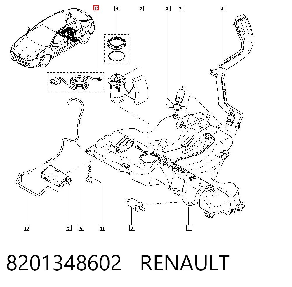 8201348602 Renault (RVI) Ficha (desengate) da bomba de combustível