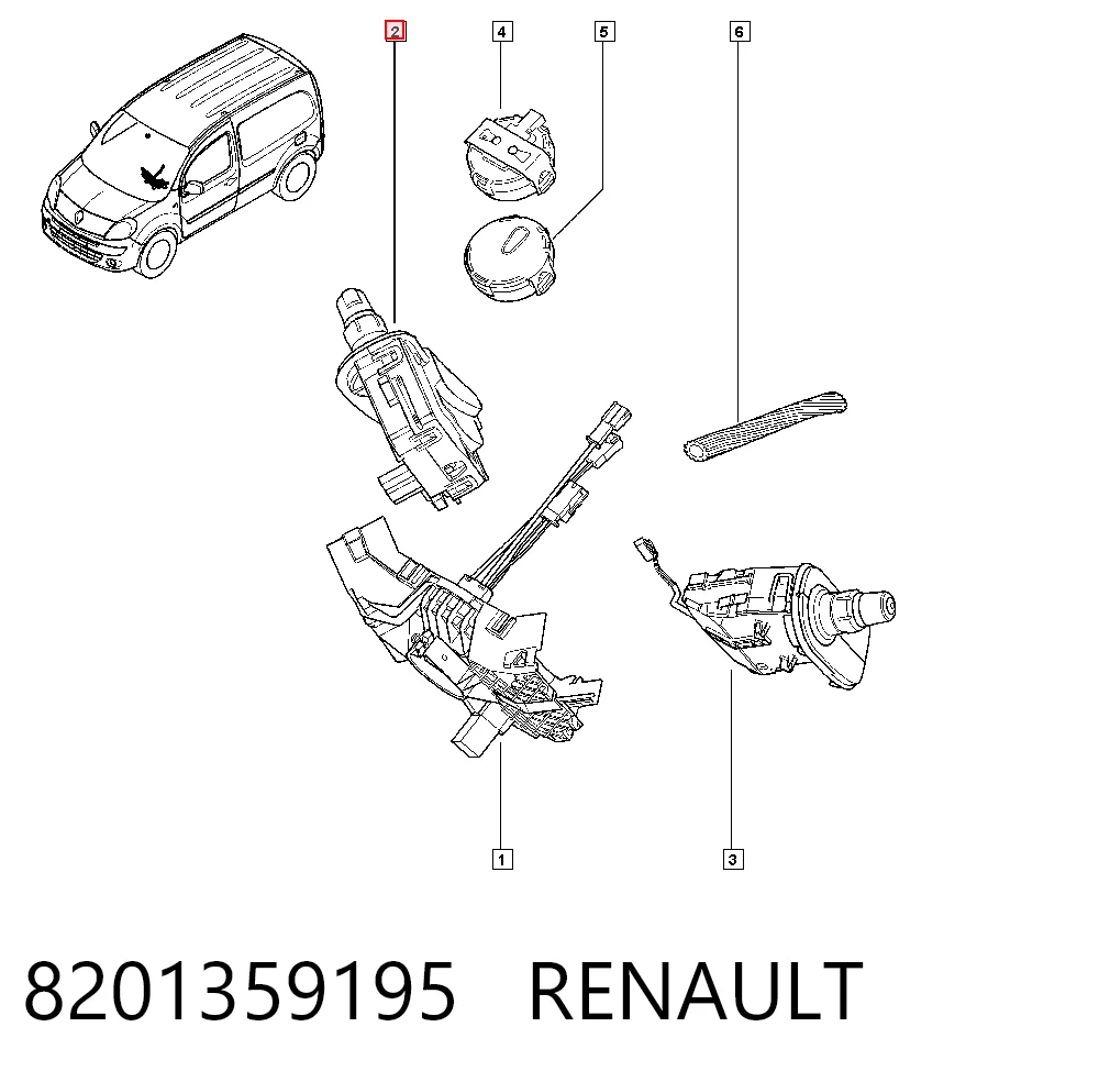 8201359195 Renault (RVI) Comutador direito instalado na coluna da direção