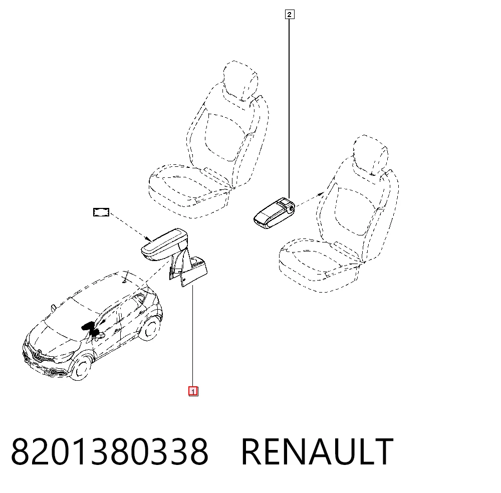 Braço de consola central para Renault Clio BH