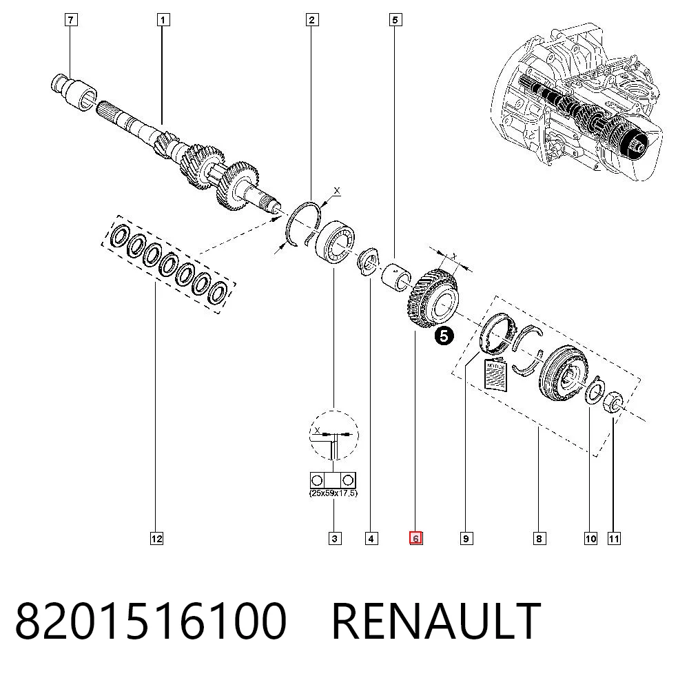 Roda dentada motriz de 5ª velocidade para Renault Laguna III BT0, BT1
