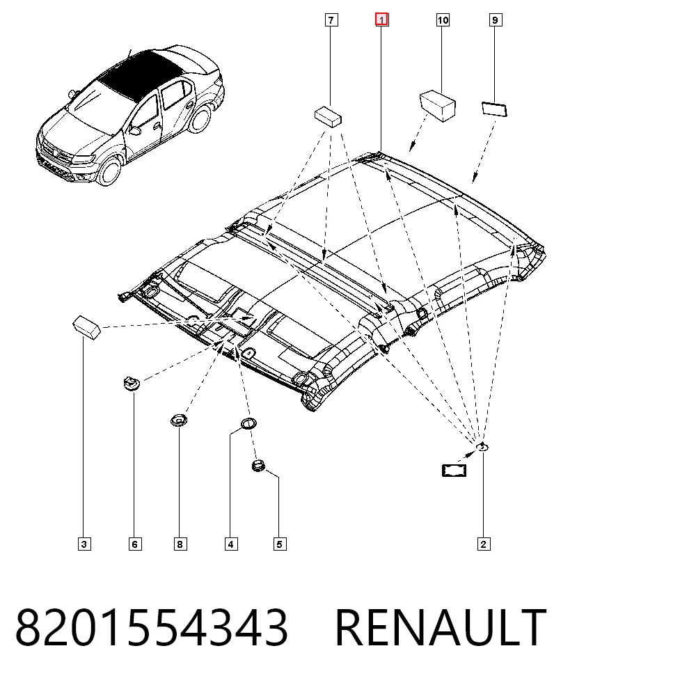 Revestimento do teto Renault LOGAN II L52