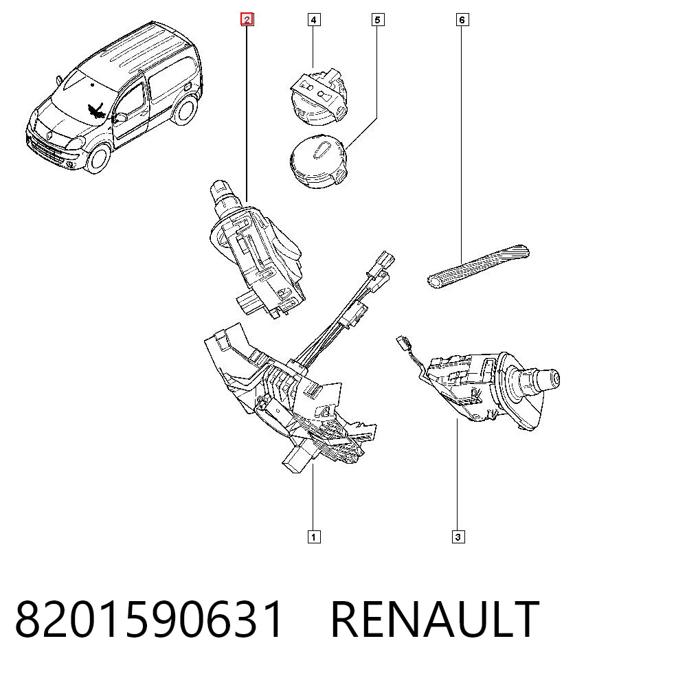 8201590631 Renault (RVI) Comutador direito instalado na coluna da direção