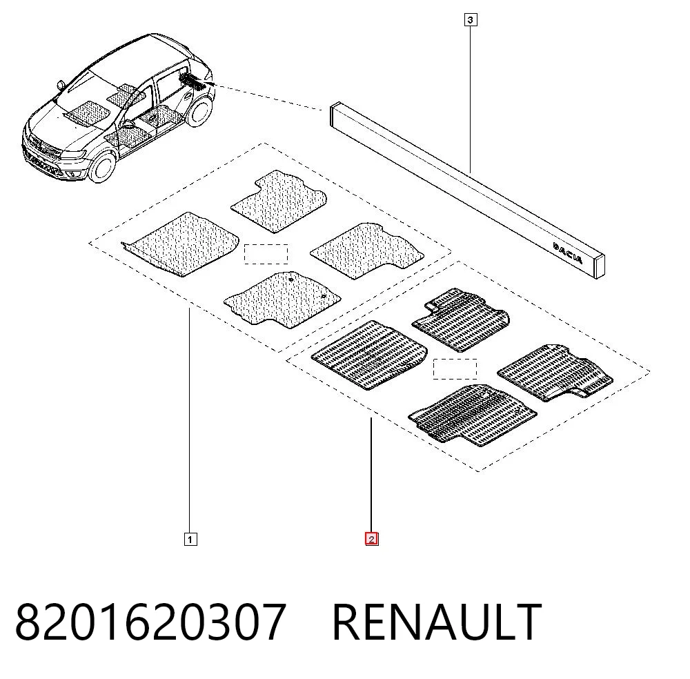 Tapetes dianteiros + traseiros, kit Dacia Logan II L8_